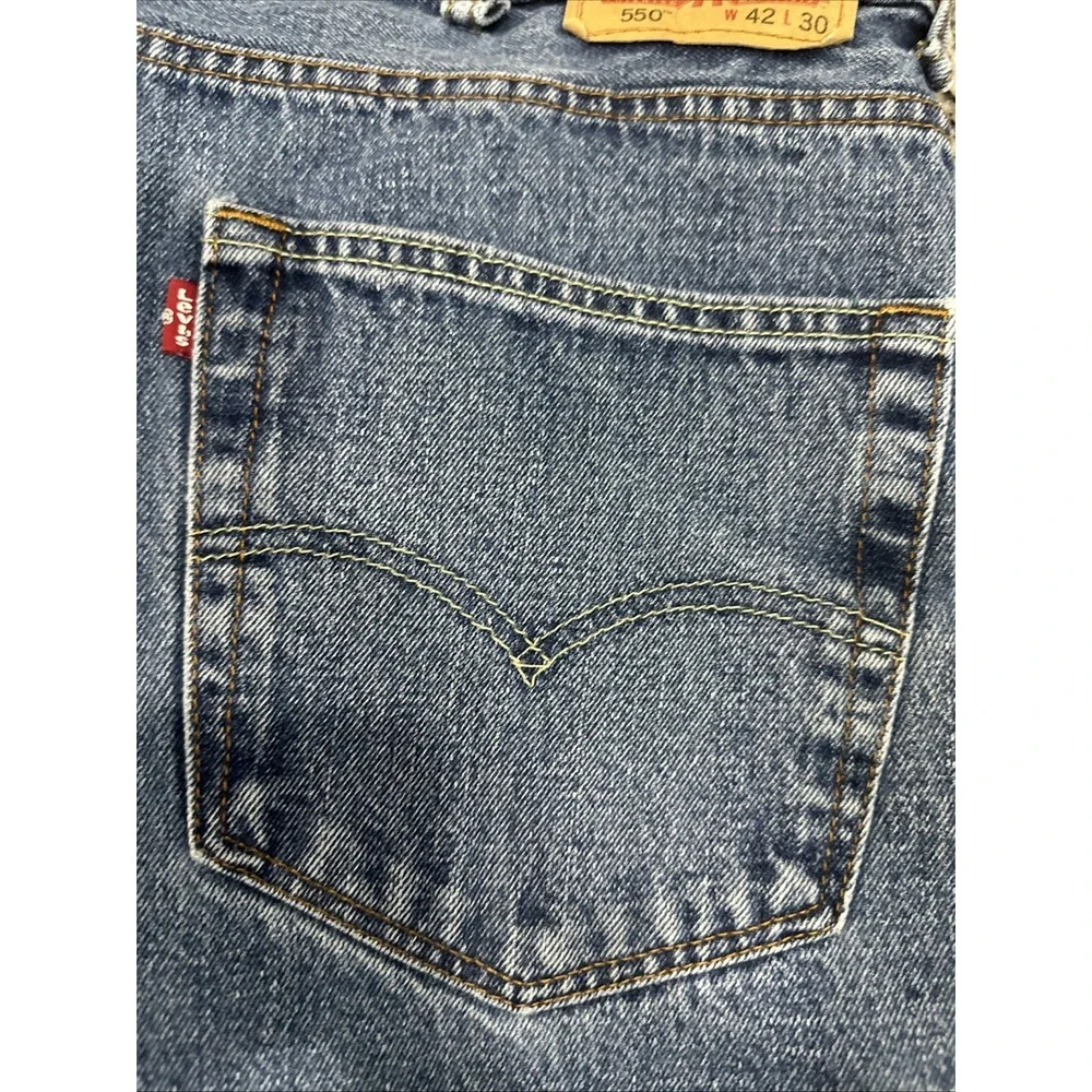 Levi's 550 Men's Relaxed Fit Denim‎ Blank Tag Straights Leg Blue 42 x 30 Jeans